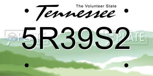 5R39S2 Tennessee License Plate