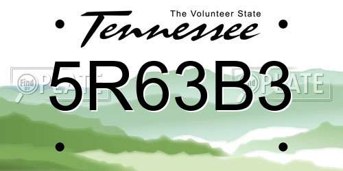 5R63B3 Tennessee License Plate
