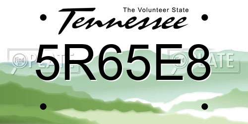 5R65E8 Tennessee License Plate