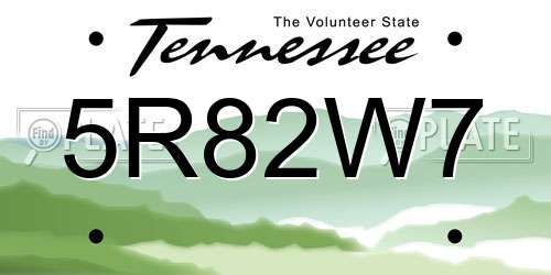 5R82W7 Tennessee License Plate