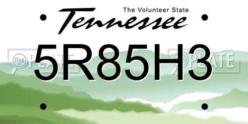 5R85H3 Tennessee License Plate