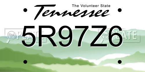 5R97Z6 Tennessee License Plate