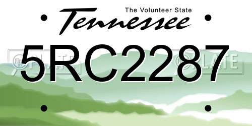 5RC2287 Tennessee License Plate
