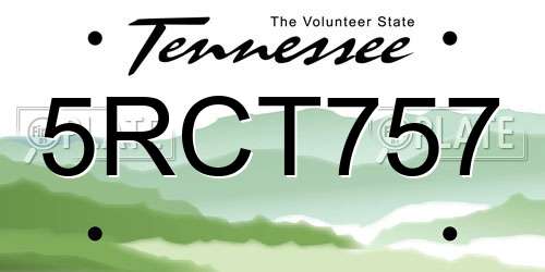 5RCT757 Tennessee License Plate