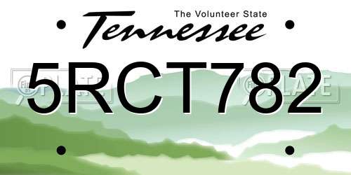 5RCT782 Tennessee License Plate