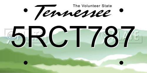 5RCT787 Tennessee License Plate