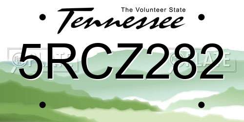 5RCZ282 Tennessee License Plate