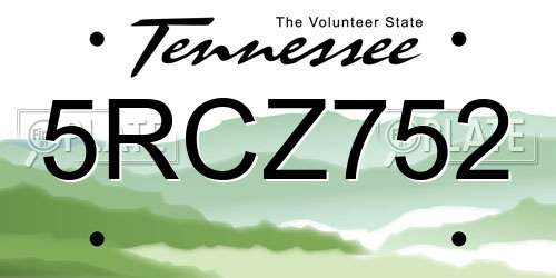 5RCZ752 Tennessee License Plate