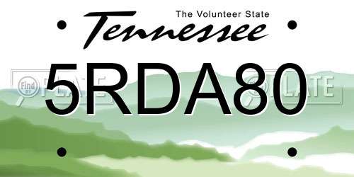 5RDA80 Tennessee License Plate