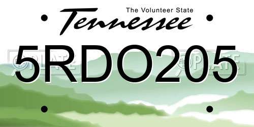 5RDO205 Tennessee License Plate