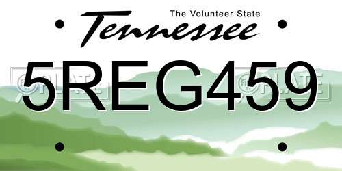 5REG459 Tennessee License Plate