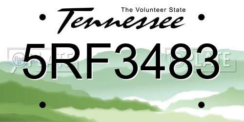 5RF3483 Tennessee License Plate