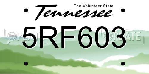 5RF603 Tennessee License Plate