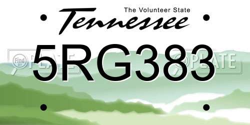5RG383 Tennessee License Plate