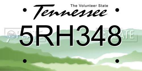 5RH348 Tennessee License Plate