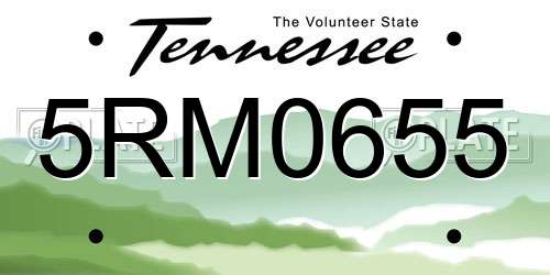 5RM0655 Tennessee License Plate