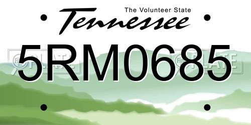 5RM0685 Tennessee License Plate