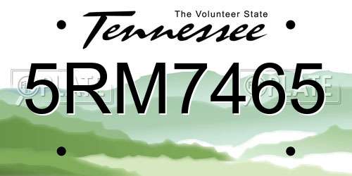 5RM7465 Tennessee License Plate