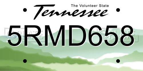 5RMD658 Tennessee License Plate