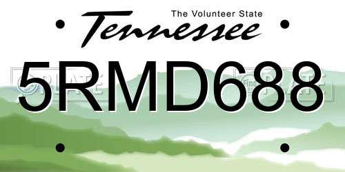 5RMD688 Tennessee License Plate