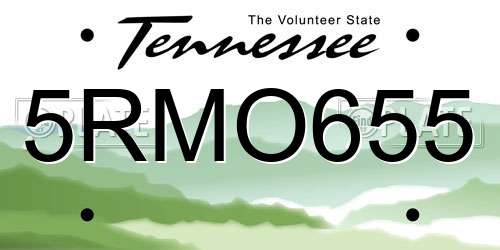5RMO655 Tennessee License Plate