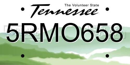 5RMO658 Tennessee License Plate
