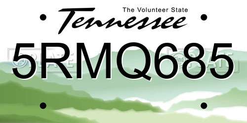 5RMQ685 Tennessee License Plate