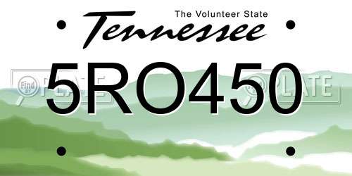 5RO450 Tennessee License Plate