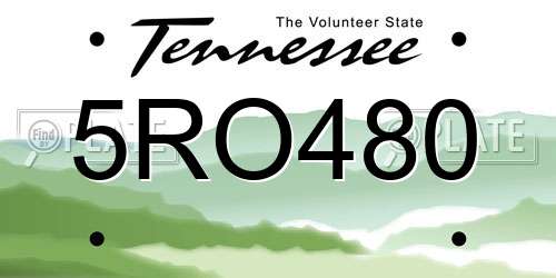 5RO480 Tennessee License Plate