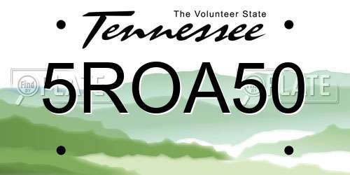 5ROA50 Tennessee License Plate