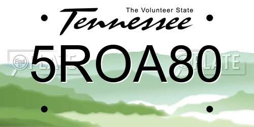 5ROA80 Tennessee License Plate