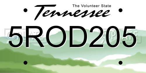5ROD205 Tennessee License Plate