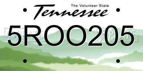 5ROO205 Tennessee License Plate