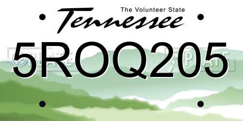 5ROQ205 Tennessee License Plate