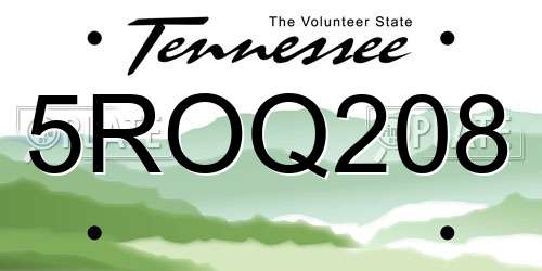 5ROQ208 Tennessee License Plate