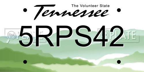 5RPS42 Tennessee License Plate