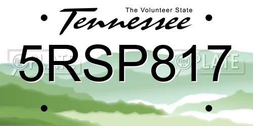 5RSP817 Tennessee License Plate