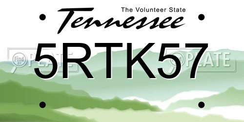 5RTK57 Tennessee License Plate