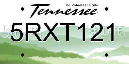 5RXT121 Tennessee License Plate