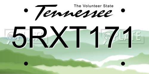 5RXT171 Tennessee License Plate