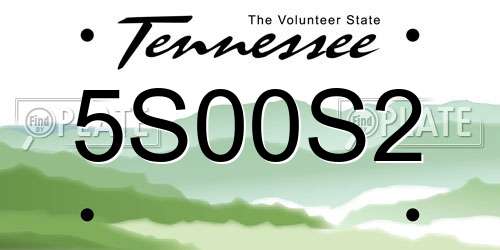 5S00S2 Tennessee License Plate