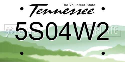 5S04W2 Tennessee License Plate