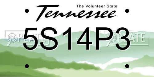 5S14P3 Tennessee License Plate