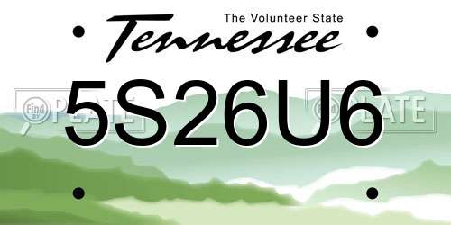 5S26U6 Tennessee License Plate