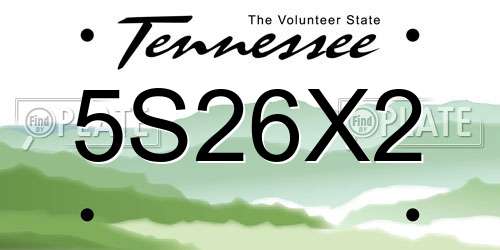 5S26X2 Tennessee License Plate