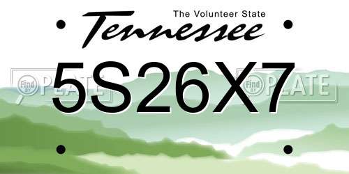 5S26X7 Tennessee License Plate