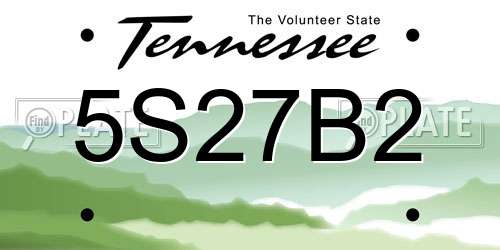 5S27B2 Tennessee License Plate