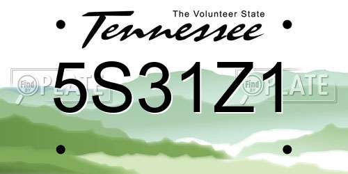 5S31Z1 Tennessee License Plate