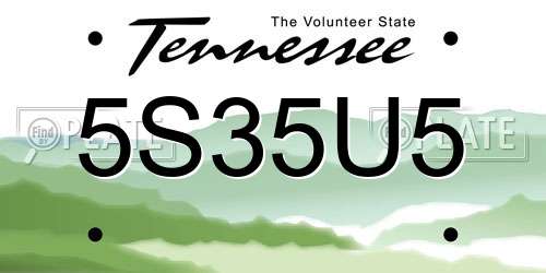 5S35U5 Tennessee License Plate