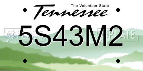 5S43M2 Tennessee License Plate